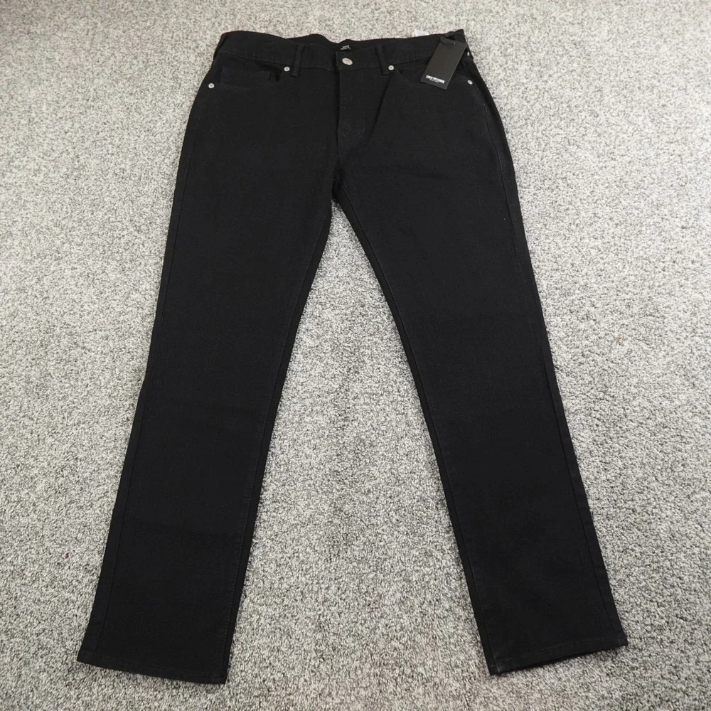 NEW True Religion Jeans Mens 36X32 Black Denim Pants Geno Relaxed Slim Straight‎